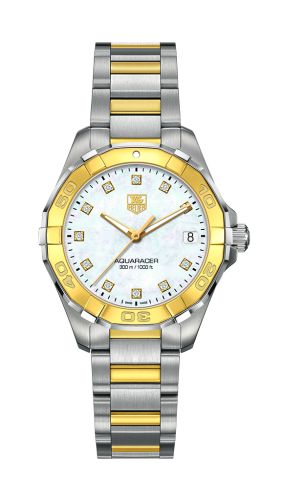 TAG Heuer Aquaracer 300M Quartz 32 Stainless Steel / Yellow Gold / MOP - Diamond / Bracelet